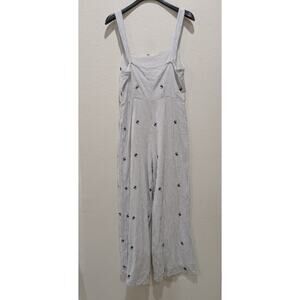 Sadie Sage‎ Casual Jumpsuit Girls L Palm Trees Lace Trim Pinstripe White Black